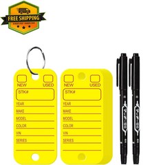 Poly Key Tags Plastic Key Tags w/ 200 Rings & 2 Markers Car Dealer 200 Pieces (f