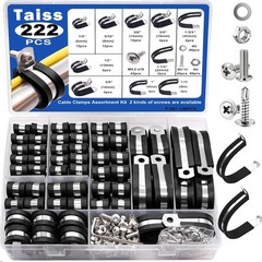 222PCS Cable Clamps Assortment Kit 304 Stainless Steel Rubber Cushion Pipe Cl…