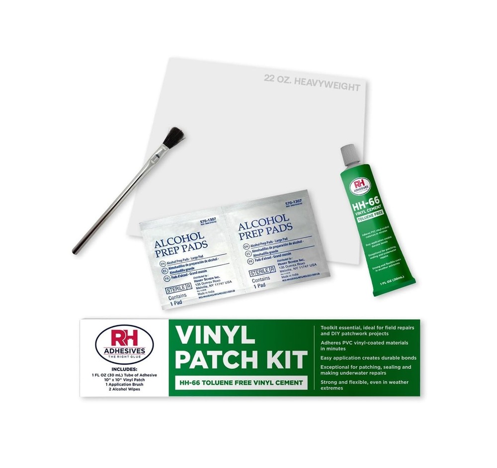 Vinyl Patch Kit 10″ x 10″ Reinforced PVC, HH-66 Toluene Free Cement – Repair