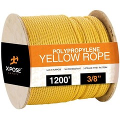 1200 ft Twisted Polypropylene Rope – 3/8″ – Yellow Floating Poly Pro Cord