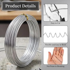 2mm 33 Feet Aluminum Craft Wire, Bendable Armature Wire, Mental Silver Bendable