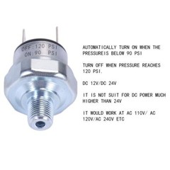 Air Pressure Switch 90-120 PSI Pressure Switch 1/8″-27 NPT DC 24V 12V Pressure