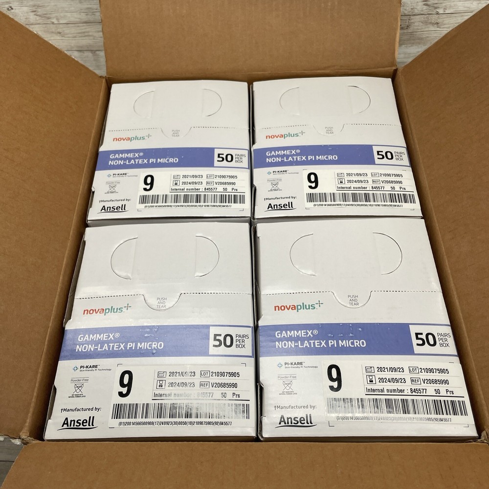 1 CASE Gammex Non-Latex PI MICRO Surgical Gloves Sterile, Size: 9 Exp: 9/24