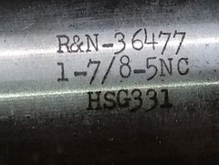 R&N- 36477 , NOS 1-7/8″ 5 Tpi NC, Right Handed Tap , Taper , HSG331, 7.5″ Long