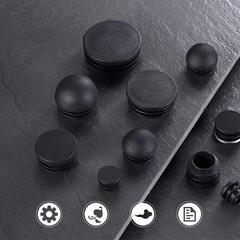 4PCS 45mm 1 3/4 Inch Round Plastic Plug, Round Black Plastic End Cap, Pipe Tu…