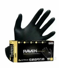 SAS 66518 LARGE RAVEN BLACK NITRILE EXAM GLOVES 10 Boxes Of 100 (1000)