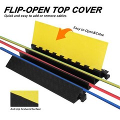 1 Pack of 3-Channel Rubber Cable Protector Ramps Heavy Duty 28000 lbs Capacity