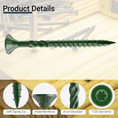 Deck Screws 3 Inch, #10 x 3, 5lb, Rust Resistant, Green Epoxy Coated, Outdoor…