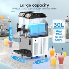 30L 8Gal Slushy Machine 110V Frozen Drink Maker Smoothie Machine Multi-Mode