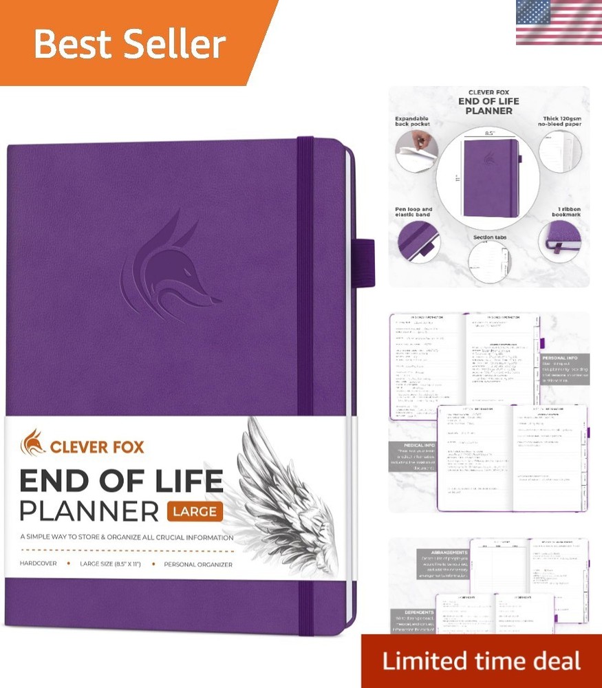 End of Life Planner 8.5”x11” in Purple | Comprehensive Final Arrangements Binder