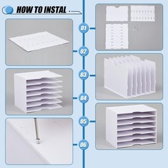 7 Tier Scrapbook Paper Trays Organizer 14.2×10.2×11.8 Inch Stackable File Desk