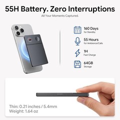 64GB AI GPT Voice Recorder – 4-in-1, Auto Transcription, 126 Languages