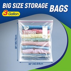 3 Gallon Zipper Lock Storage Bags16X18Reusable Extra Large Size Plastic Free