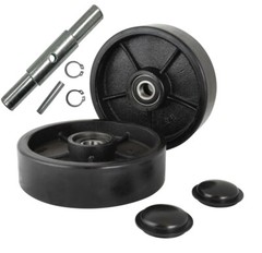 Pallet Jack/Truck Poly Wheels Full Set with Axles, Bearings, Entry Rollers, Caps