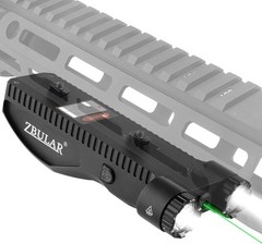 2200 Lumen Tactical Flashlight with Green Laser Beam Combo, Low Black/Green