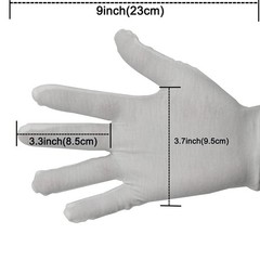 12 Pair White Cotton Gloves 9 inch Extra Large Size for Cosmetic Moisturizing…