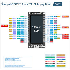 ideaspark® ESP32 Development Board 16MB 1.9 in 170×320 LCD Display,CH340,WiFi+BL