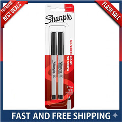 SHARPIE 37161PP Permanent Markers, Ultra Fine Point, Black, 2 Count