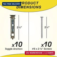 Heavy Duty Drywall Anchors and Screws Kit Including Self-DrillingToggle Anchors