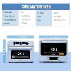 PYD Life Sublimation Oven 40L 1700W Light Blue