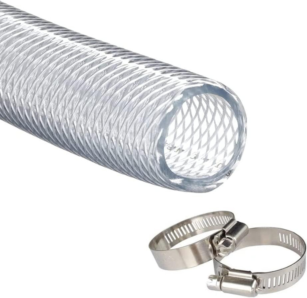 Flexible PVC Tubing Braided Clear 3/4 Inch ID 10 Feet High Pressure Water Fuel