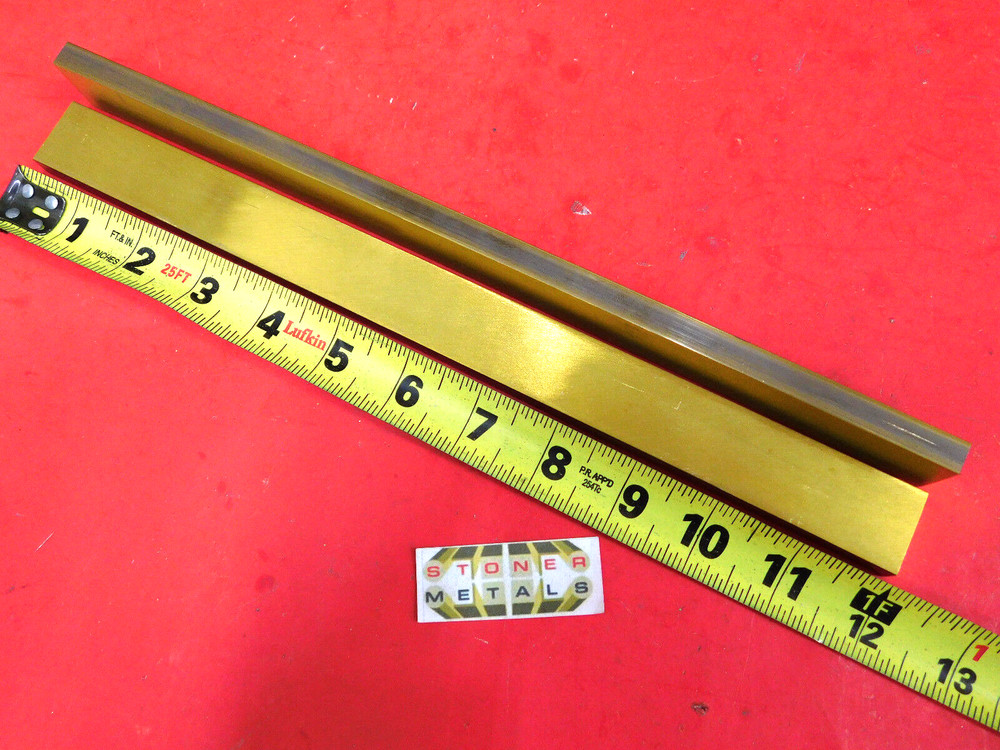 2 Pieces 3/8″ x 1″ C360 BRASS FLAT BAR 12″ long Solid Mill Stock H02 .375″x 1.0″