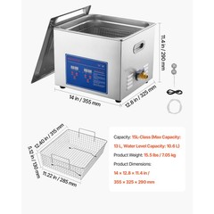 Uimoso 15L Ultrasonic Cleaner with 40kHz Frequency for Glasses and Small Parts