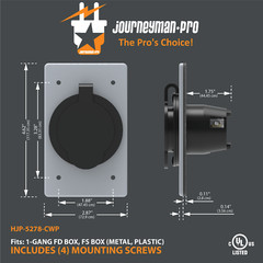 Journeyman-Pro 5278-CWP Straight Blade Power Inlet Receptacle, 15A 110 120 125 V
