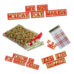 35 Poly Mailers Two Mix Size Christmas Variety Pack Shipping Envelopes