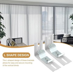 8pcs L Bracket Vertical Blind Clips 1.5″ Headrail Mount Silver