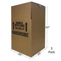 UBMOVE Space Savers Wardrobe Moving Boxes With Hanger 20″ x 20″ x 34″ (3 Pack)