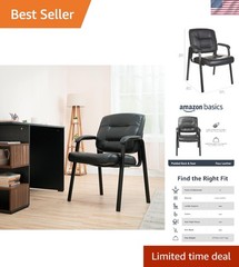 Sleek Faux Leather Office Chair with Solid Back & Armrests – Perfect for Guests