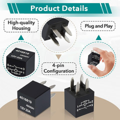 6 Pcs 4016819 Ultra Micro ISO Automotive Relay – 12VDC 20A 4-Pin SPST, Direct OE