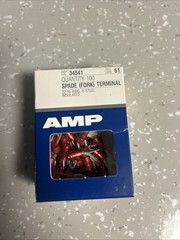 AMP PIDG SPADE RED FORK terminal 22-16 AWG 6 Stud 34541 ￼ Insulated 100 Per Box