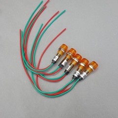 10Pcs 12V 10mm Yellow Amber Mini LED Pilot Lights CYLINDRICAL Cap with wire