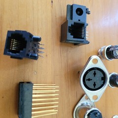 Vintage Electronics Connector Lot 3 Pin DIN RJ Modular Gold Headers 13 Pc