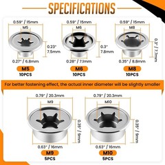 MARRTEUM 40Pcs Push on Pushnut Cap | 1/4″, 5/16″, 3/8″, 2/5″, 3/16″ Axle Fast…