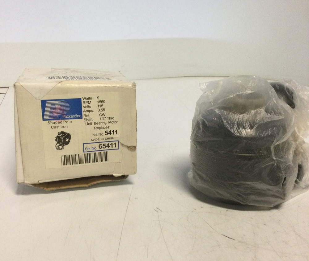 NEW, PACKARD, 65411, UNIT BEARING MOTOR, 9 WATT, 115V, 1550RPM, .55A. (1D-1)
