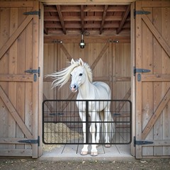 48″×24″ Carbon Stell Horse Stall Gate Two-Way Steel Stall Door for Barn &Horse