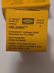 Hubbell HBL5266C Straight Blade Plug 15A 125V Nema 5-15P Insulgrip