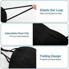 10/50/100 Pcs Black KN95 Protective 5 Layer Face Mask BFE 95% Disposable Masks
