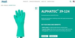 12 Pair Ansell 39-124 Alpha-Tec Sol-Knit Chemical Resistant Gloves, Size 8 [E1S2
