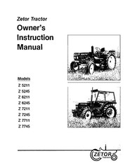 5211,5245,6211, 6245, 7211 Zetor Tractor Operator Instruction Maintenance Manual