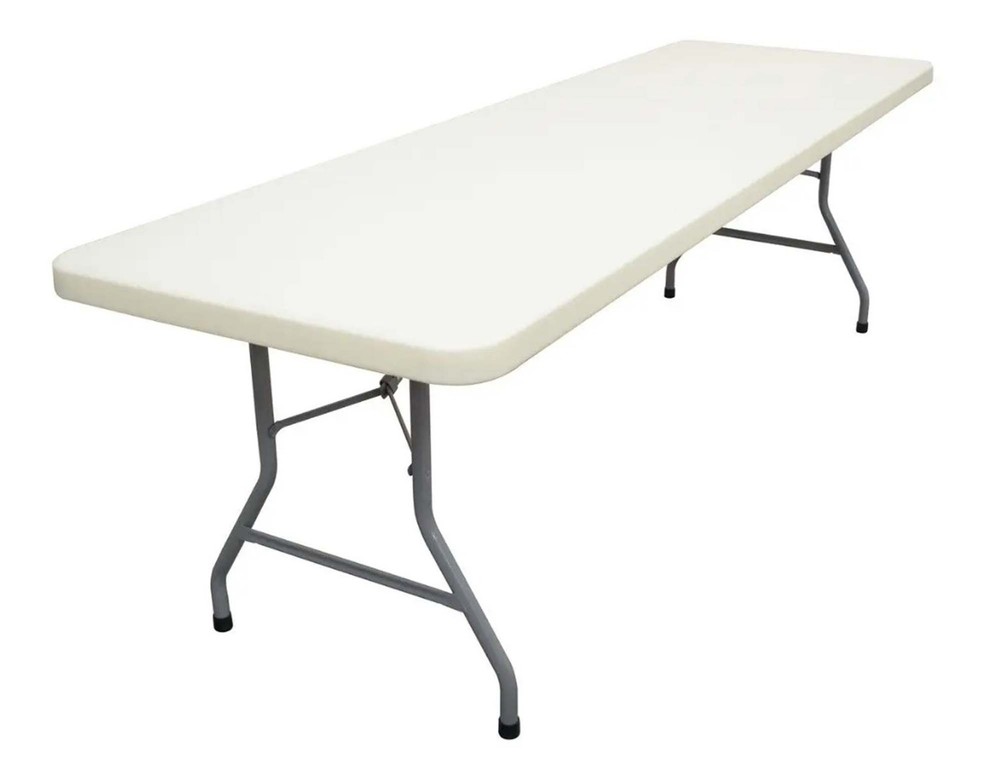 TentandTable Rectangle Plastic Banquet Table, White, 96 in