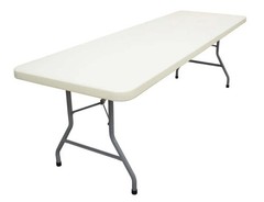 TentandTable Rectangle Plastic Banquet Table, White, 96 in