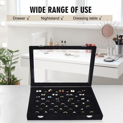 Siveit Rings Organizer Tray 10 Slots Velvet Ring 13.9 x 9.6 x 2 inches, Black