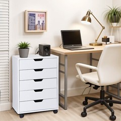 5 Drawer Dresser Rolling Clothing Storage Chest Beside Wall Mobile Store Clothes