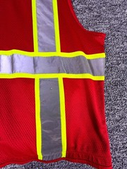 Uline Safety Work Vest Mens XL Red Sleeveless High Visibility Reflective Utility