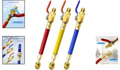 R134A R410A R22 R12 Charging Hoses and Ball Valve Set HVAC Low Loss Fittings new