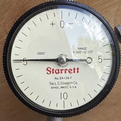 Starrett Dial Indicator .0005″ Graduation 8.000-12.125″ Range No. 84-134-7 USA